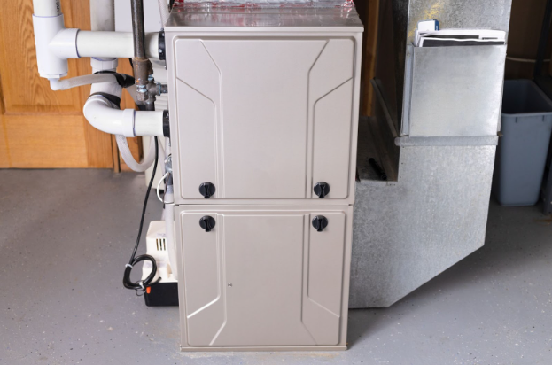 A gas furnace in a home